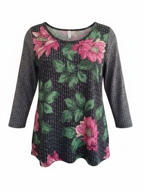 LulaRoe LYNNAE Long Sleeve Rose Gray & Black Size 2XL